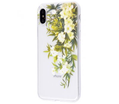 Чохол силіконовий для iPhone X/Xs білі квіти 1040417