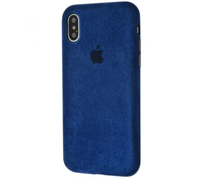 Чохол для iPhone X/Xs Alcantara 360 темно-синій 1055680