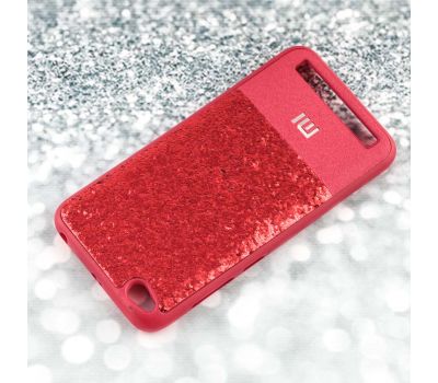 Чохол для Xiaomi Redmi 5a Leather + Shining червоний 109763