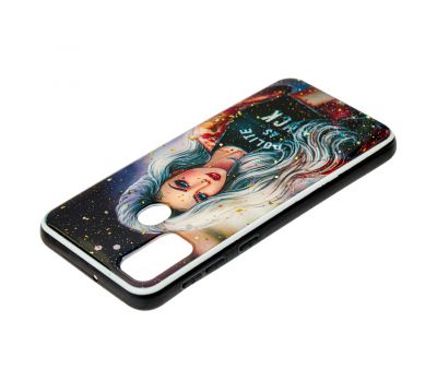 Чохол для Samsung Galaxy M21 / M30s Glass блискітки "дівчина в топі" 1090905