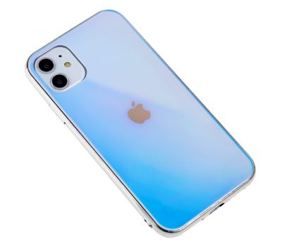 Чохол для iPhone 11 Rainbow glass з лого блакитним 1105358