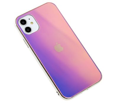 Чохол для iPhone 11 Rainbow glass з лого фіолетовий 1105367