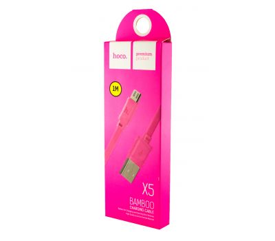Кабель USB Hoco X5 Bamboo microUSB 1m розовый