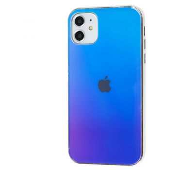 Чохол для iPhone 11 Rainbow glass з лого синій