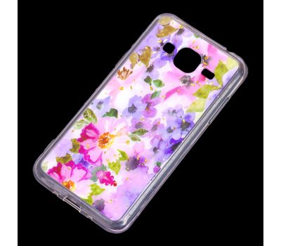 Чохол для Samsung Galaxy J3 2016 (J320) Flowers Confetti "рожево-фіолетові квіти" 1162628