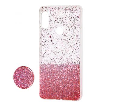 Чохол для Xiaomi Redmi Note 5 Fashion блискітки + popsocket рожевий