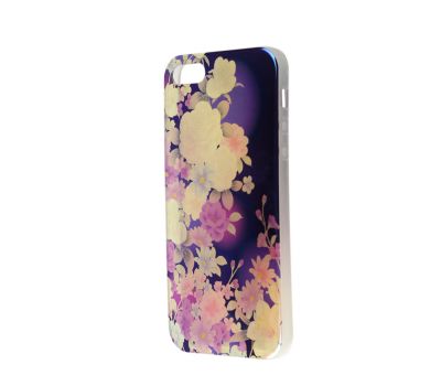 Чохол перламутр для iPhone 5 фіолетовий квіти