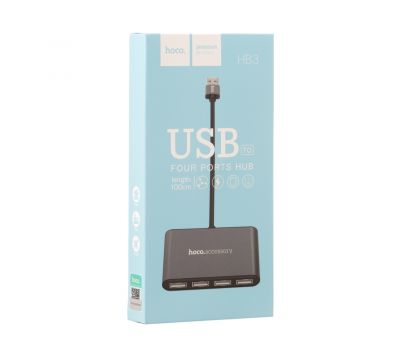 USB HUB 4USB Hoco HB3 (кабель 1m) сірий