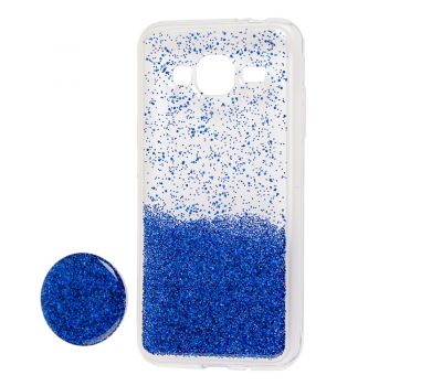 Чохол для Samsung Galaxy J3 2016 (J320) Fashion блискітки + popsocket синій