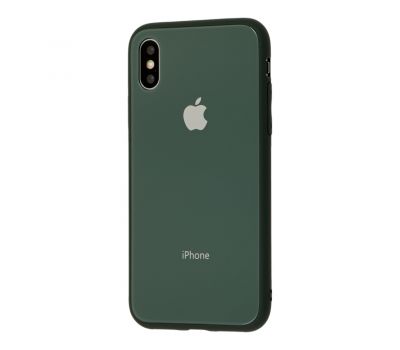 Чохол New glass для iPhone X / Xs зелений ліс