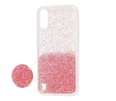 Чохол для Samsung Galaxy A01 (A015) Fashion блискітки + popsocket рожевий