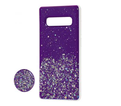 Чохол для Samsung Galaxy S10+ (G975) блискітки + popsocket "фіолетовий"