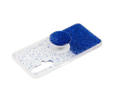 Чохол для Huawei Nova 5T Fashion блискітки + popsocket синій 1246625