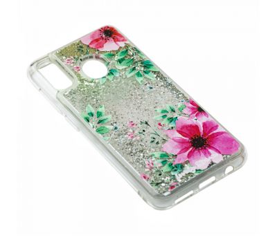 Чохол для Samsung Galaxy A20 / A30 Блискучі вода "рожеві квіти нові" 1251938