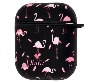 Чохол для AirPods Kutis black / pink flamingos
