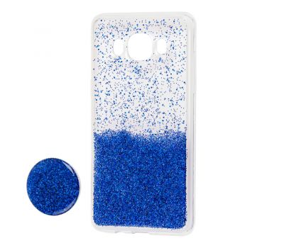 Чохол для Samsung Galaxy J5 2016 (J510) Fashion блискітки + popsocket синій