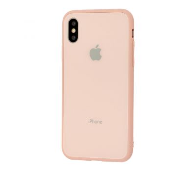 Чохол New glass для iPhone X / Xs рожевий пісок