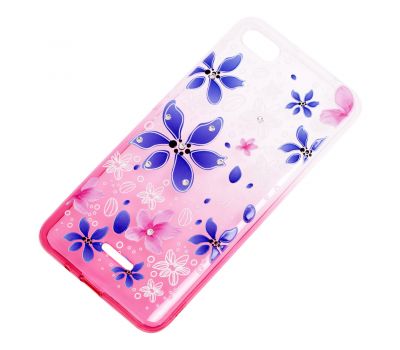 Чохол для Xiaomi Redmi 6A Glamour ambre рожевий "квіти" 1275287
