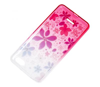Чохол для Xiaomi Redmi 6A Glamour ambre рожевий "квіти" 1275288