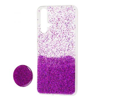 Чохол для Huawei Nova 5T Fashion блискітки + popsocket фіолетовий