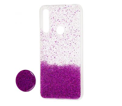 Чохол для Huawei P Smart Z Fashion блискітки + popsocket фіолетовий