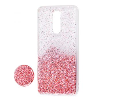 Чохол для Xiaomi Redmi 8 Fashion блискітки + popsocket рожевий