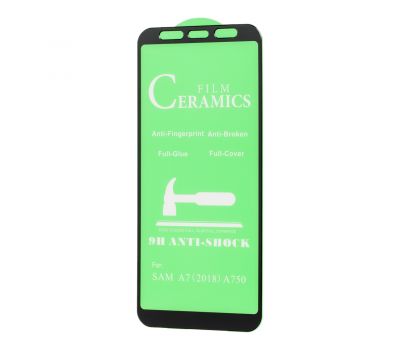 Захисне скло Samsung Galaxy A7 2018 (A750) "ceramics anti-shock" чорне (OEM)