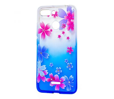 Чохол для Xiaomi Redmi 6 Glamour ambre синій "квіти" 1374275