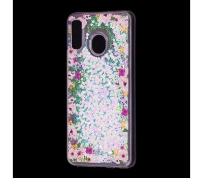 Чохол для Samsung Galaxy A20 / A30 Блискучі вода світло-рожевий квіти