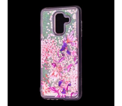 Чохол для Samsung Galaxy A6+ 2018 (A605) вода рожевий "рожево-фіолетові квіти"