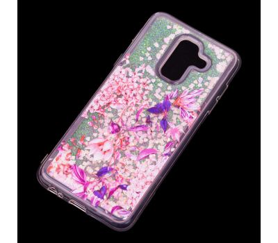 Чохол для Samsung Galaxy A6+ 2018 (A605) вода рожевий "рожево-фіолетові квіти" 1387763