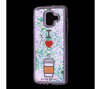 Чохол для Samsung Galaxy A6 2018 (A600) Блискучі вода світло-рожевий "я люблю каву"