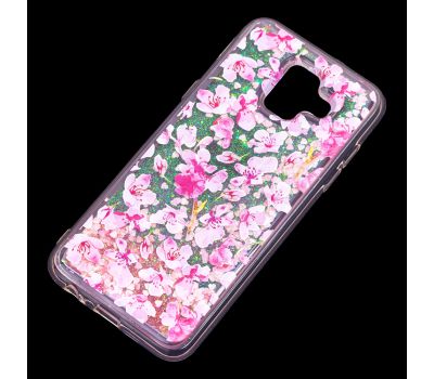 Чохол для Samsung Galaxy A6 2018 (A600) Блиск вода рожевий "рожеві квіти" 1387700
