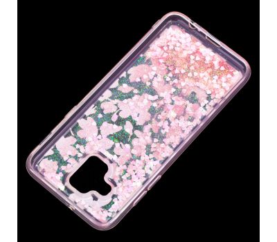 Чохол для Samsung Galaxy A6 2018 (A600) Блиск вода рожевий "рожеві квіти" 1387701