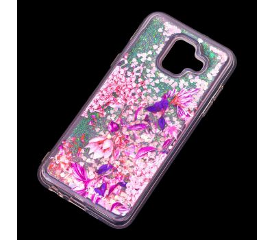 Чохол для Samsung Galaxy A6 2018 (A600) вода рожевий "рожево-фіолетові квіти" 1387697