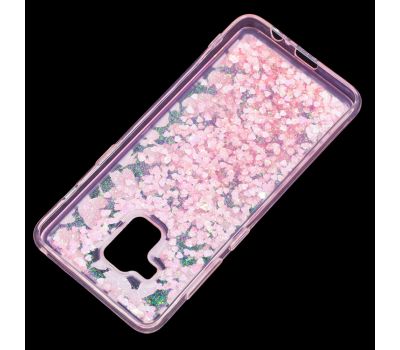 Чохол для Samsung Galaxy A8 2018 (A530) вода рожевий "рожеві квіти" 1388294