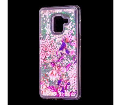 Чохол для Samsung Galaxy A8 2018 (A530) вода рожевий "рожево-фіолетові квіти" 1388289