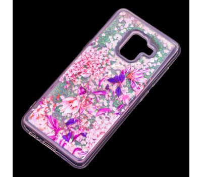 Чохол для Samsung Galaxy A8 2018 (A530) вода рожевий "рожево-фіолетові квіти" 1388290