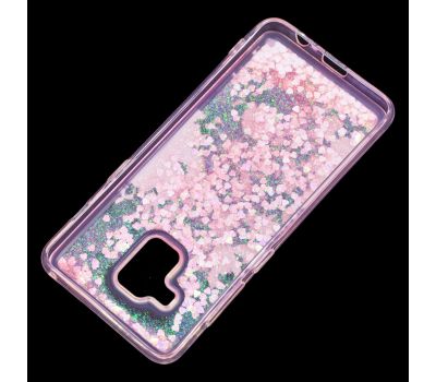 Чохол для Samsung Galaxy A8 2018 (A530) вода рожевий "рожево-фіолетові квіти" 1388291
