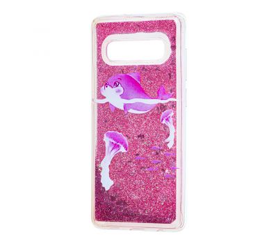 Чохол для Samsung Galaxy S10 (G973) Блиск вода "дельфін рожевий"
