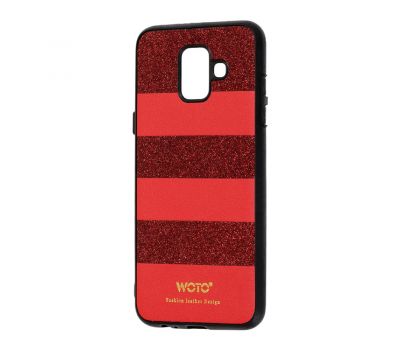 Чохол для Samsung Galaxy A6 2018 (A600) woto з блискітками червоний 1391973