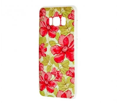 Чохол для Samsung Galaxy S8 (G950) з принтом червоні квіти з листям