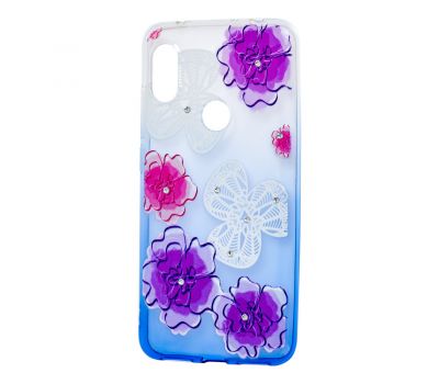 Чохол для Xiaomi Redmi Note 6 Pro Glamour ambre фіолетові "квіти"