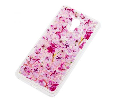 Чохол для Meizu M5s Блискучі вода рожевий "рожеві квіти" 1412805