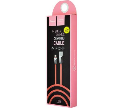 Кабель для iPhone 5/6 Hoco X4 Zinc Alloy Rhombic Lightning cable (1.2 m) розовый 1418206