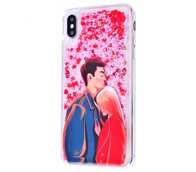 Чохол для iPhone Xs Max блискітки вода "girl and boy forever" 1433539