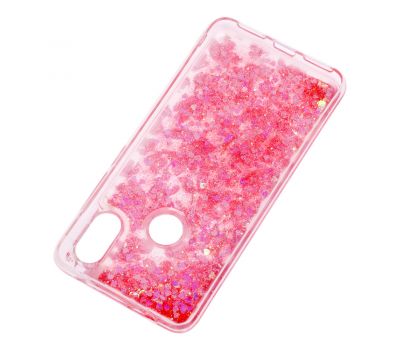 Чохол для Xiaomi Redmi Note 6 Pro блискітки вода рожевий "рожеві квіти" 1465369