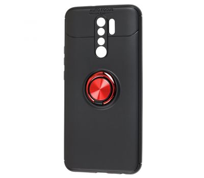 Чохол для Xiaomi Redmi 9 Deen ColorRing з кільцем чорний/червоний 1540539
