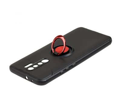 Чохол для Xiaomi Redmi 9 Deen ColorRing з кільцем чорний/червоний 1540540