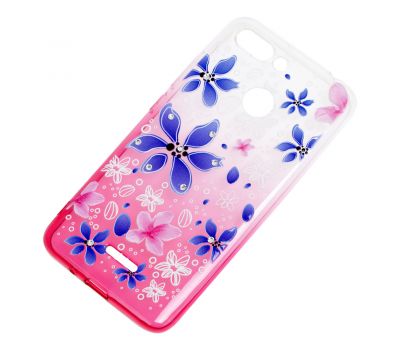Чохол для Xiaomi Redmi 6 Glamour ambre рожевий "квіти" 1552755